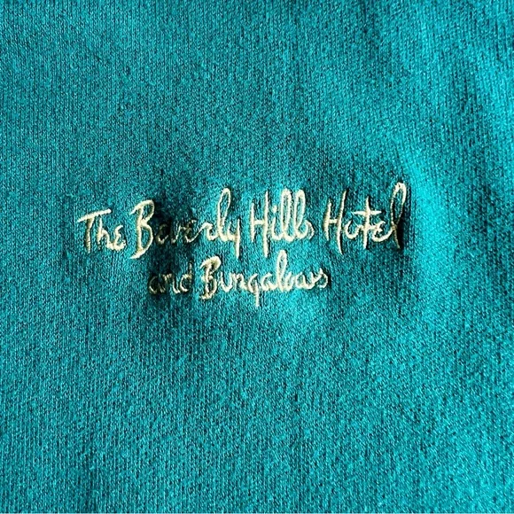 *Rare* Vintage Beverly Hills Hotel & Bungalows Green Polo Shirt L Made in USA - Picture 4 of 11
